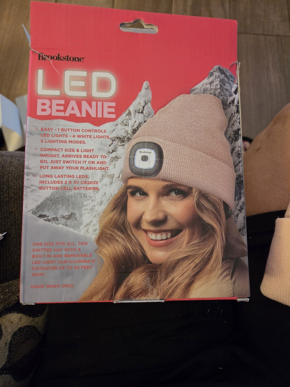 Brookstone Pink LED Beanie Hat with Built-In Light